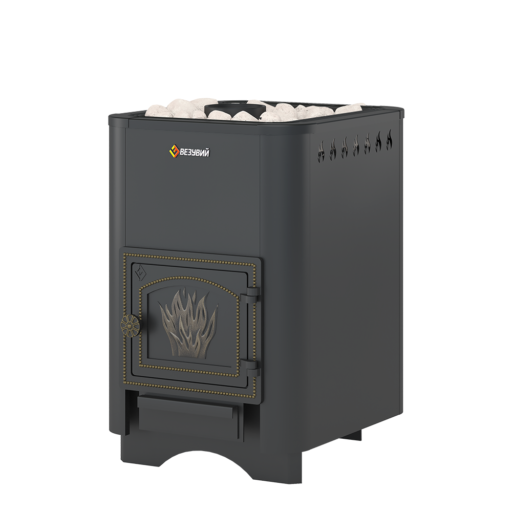Банная печь Везувий Русичъ Антрацит 16 — глухая дверца, без выноса
