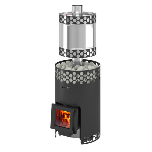 Банная печь Везувий Чёрная Пчёлка 20 С — без выноса, с баком, нержавеющая сталь AISI 430